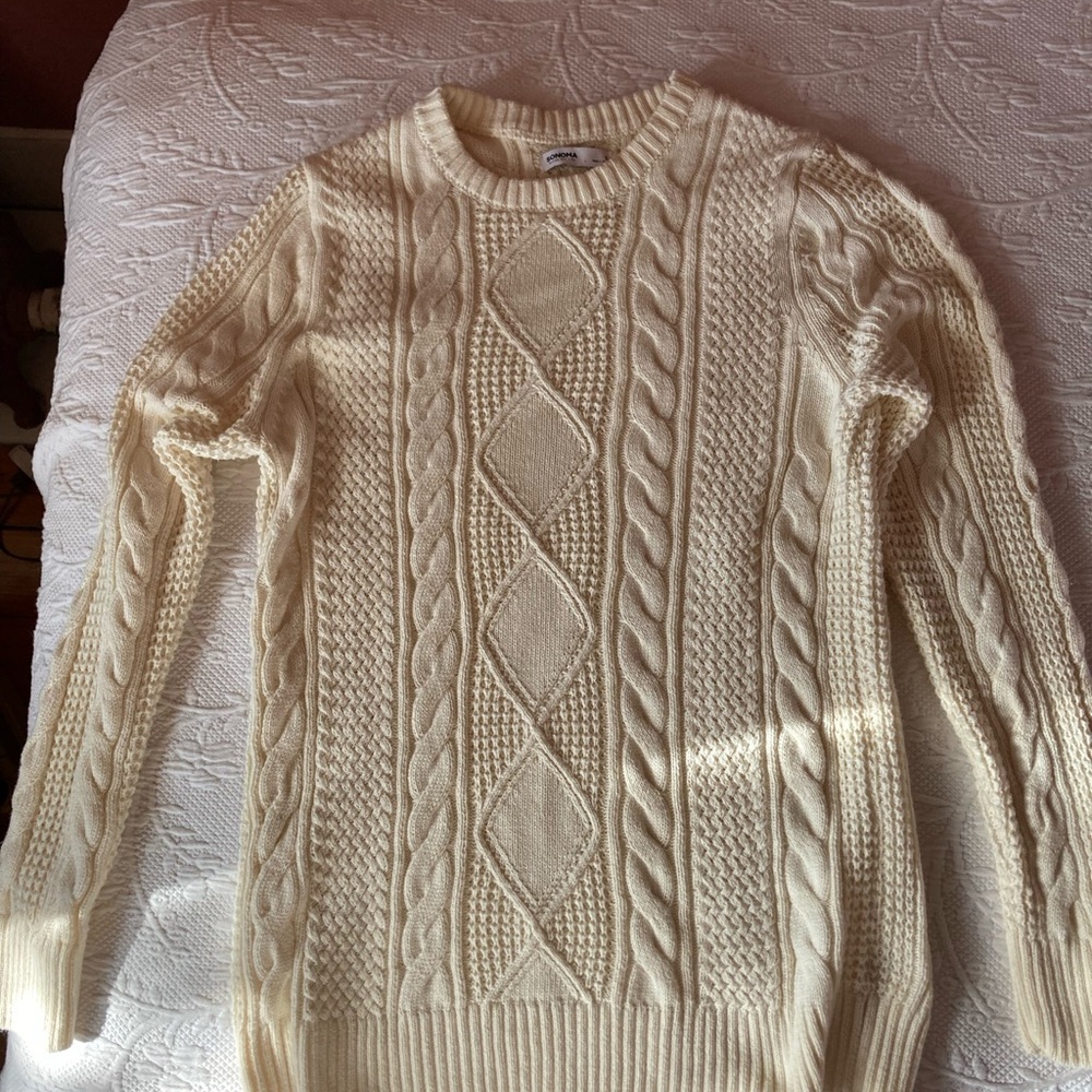 Sonoma Ivory Cable Knit Crewneck Sweater Gilmore girls